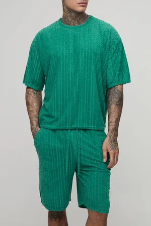 Boohoo Tall Oversized Towelling Jacquard T-Shirt & Short Set - - L