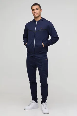 Boohoo Regular Fit Man Interlock Panelled Hooded Zip Through Tracksuit - - M