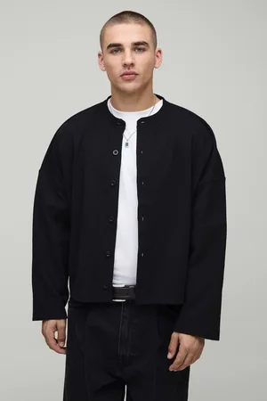 Boohoo Oversized Boxy Waffle Cropped Button Cardigan - - M