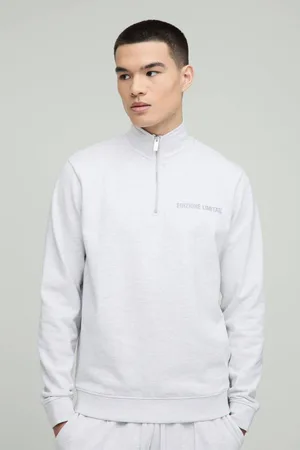 Boohoo Regular Fit Edizione Heavyweight Zip Funnel Neck Sweatshirt - - XL