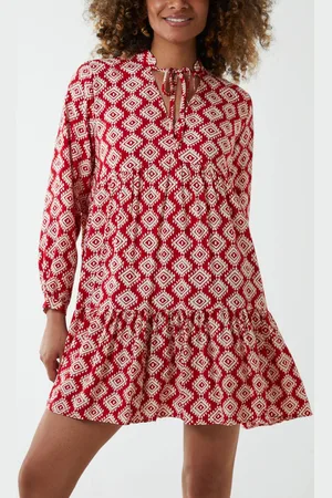 Blue Vanilla Womens Abstract Geometric Tunic Dress - - L