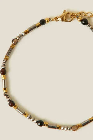 Accessorize Womens 14ct Gold-Plated Stainless Steel Mix Bead Bracelet - - One Size