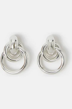 Accessorize Womens Sterling Silver-Plated Round Link Hoop Earrings - - One Size