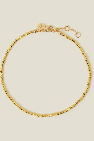 Accessorize Womens 14ct Gold-Plated Bead Anklet - - One Size