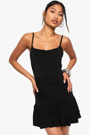 Boohoo Womens Slinky Strappy Ruched Detail Pleated Mini Dress - - 18
