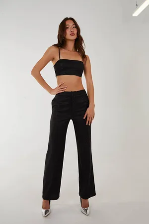 Pink Vanilla Womens Metallic Straight Leg Trousers - - 10