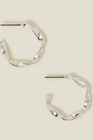 Accessorize Womens Sterling Silver-Plated Twist Hoop Earrings - - One Size