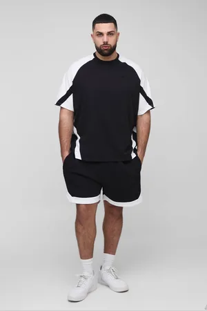 Boohoo Plus Oversized Man Colour Block T-Shirt and Short Set - - 4XL