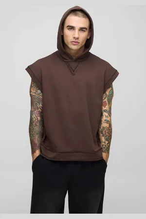 Boohoo Oversized Boxy Sleeveless Raw Edge Loopback Hoodie - - XS