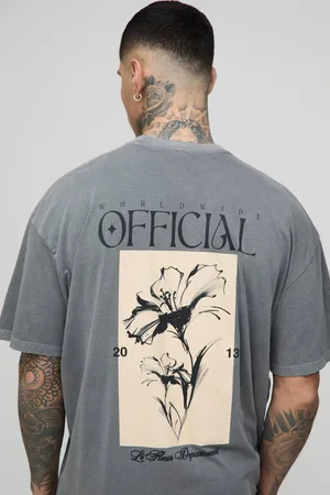 Boohoo Tall Oversized Washed Official Floral Print T-Shirt - - M