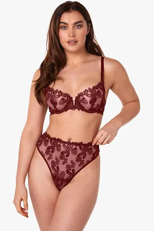 Wolf & Whistle Womens Eva Dark Cherry Graphic High Waist Thong - - 10