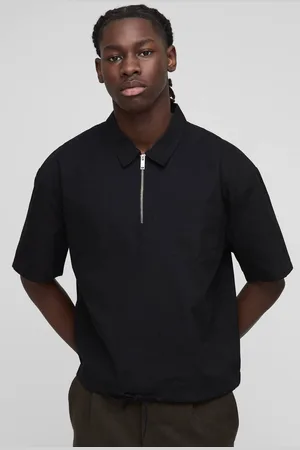 Boohoo Oversized Boxy Quarter Zip Short Sleeve Shirt - XS