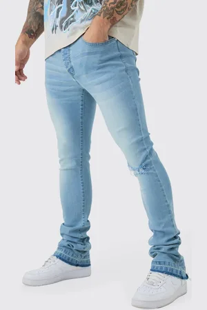 Boohoo Skinny Stacked Flared Jeans With Knee Rip - - 34R