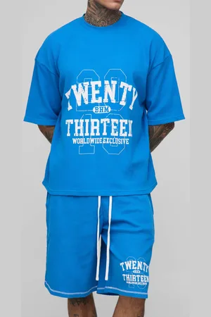 Boohoo Tall Oversized Boxy Waffle Graphic T-Shirt & Oversized Short Set - - M