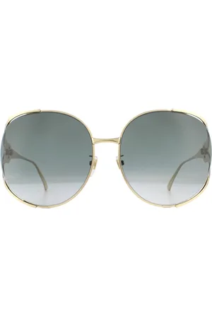 Gucci Womens Round Gold Grey Gradient Sunglasses - - One Size