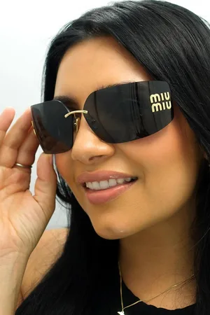 Miu Miu Womens Rimless Gold Dark Grey MU54YS - - One Size
