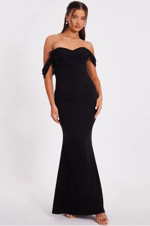 Quiz Womens Petite Chiffon Bardot Maxi Dress - 12
