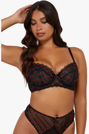 Playful Promises Womens Elodie And Red Rosebud Embroidery Balcon Bra - 36E