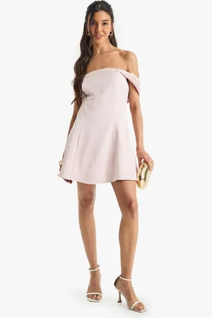 Boohoo Womens Satin Bardot Skater Mini Dress - - 8