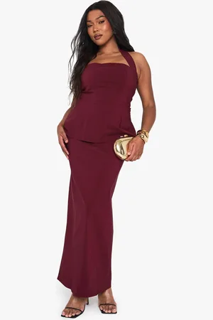 Boohoo Womens Plus Halterneck Column Tailored Maxi Dress - 22
