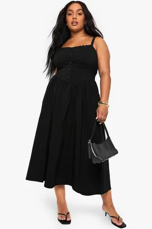 Boohoo Womens Plus Bengaline Lace Trim Midaxi Skater Dress - - 28