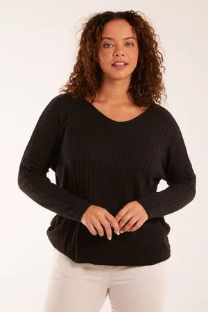 Blue Vanilla Womens V-Neck Ribbed Jumper - - One Size