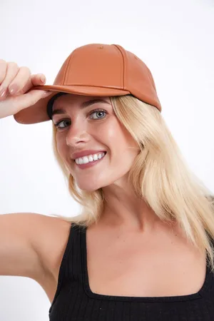 My Accessories Womens Faux Leather Baseball Cap - - One Size