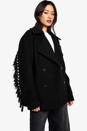Boohoo Womens Tall Tassel Detail Wool Look Jacket - - 14