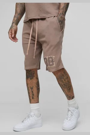 Boohoo Tall Loose Fit Waffle Graphic Jersey Shorts - - L