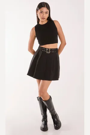 Pink Vanilla Womens Belted Pleated Mini Skirt - - L