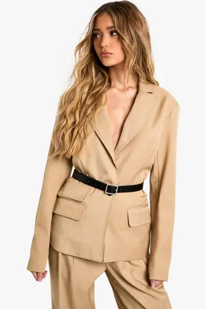 Boohoo Womens Marl Tailored Belted Single Breast Blazer - - 12