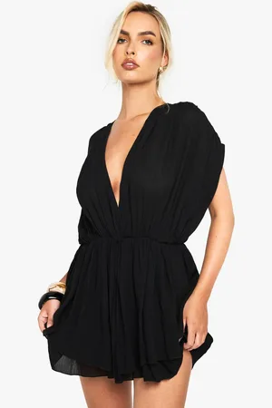 Boohoo Womens Cheesecloth Plunge Layered Playsuit - - 8