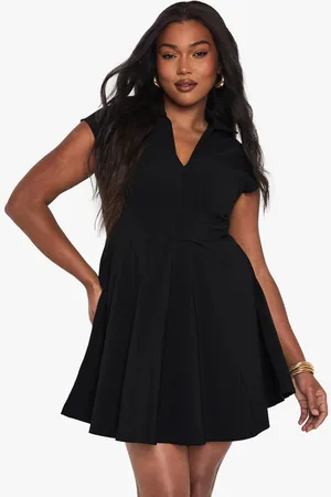 Boohoo Womens Plus Collared Tailored Mini Skater Dress - - 24