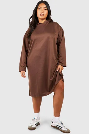 Boohoo Womens Plus Oversized Longline Split Detail jumper Dress - - 16