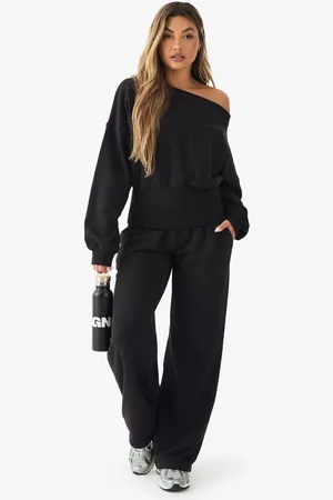 Boohoo Womens OFF THE SHOULDER CINCHED WAIST WIDE LEG TRACKSUIT - - XL