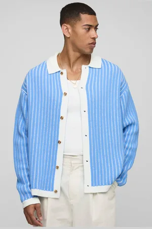 Boohoo Oversized Boxy Striped Long Sleeve Knitted Shirt - - S