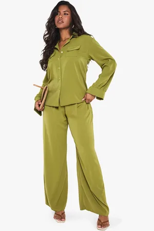 Boohoo Womens Woven Pleated Front Wide Leg Trousers - - 6
