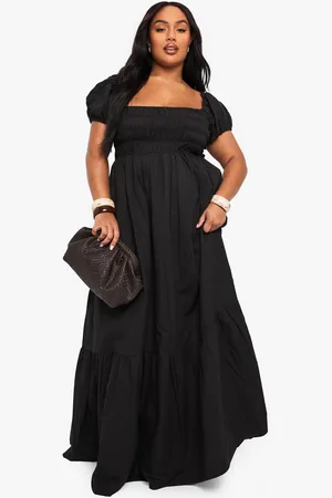Boohoo Womens Plus Cotton Poplin Puff Sleeve Maxi Dress - - 18
