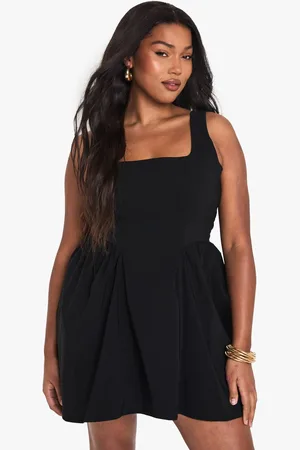 Boohoo Womens Plus Ruched Square Neck Skater Dress - - 28
