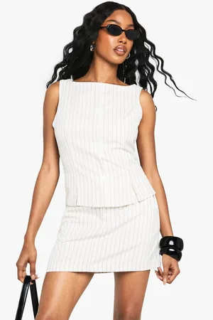 Boohoo Womens Pinstripe Contrast Button Waistcoat - - 8