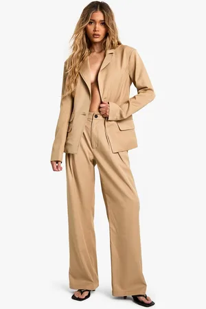 Boohoo Womens Premium Tailored Pleated Wide Leg Trouser - - 14