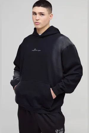 Boohoo Oversized Bm Signature Spray Wash Hoodie - - M