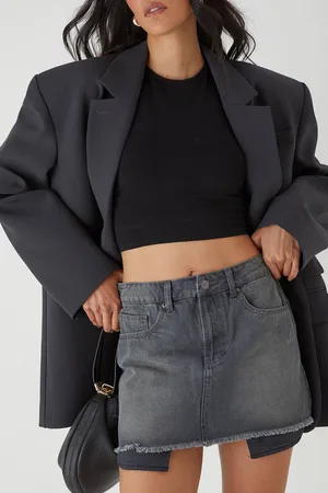 MissPap Womens Denim Mini Skirt With Exposed Pocket Lining - - 12