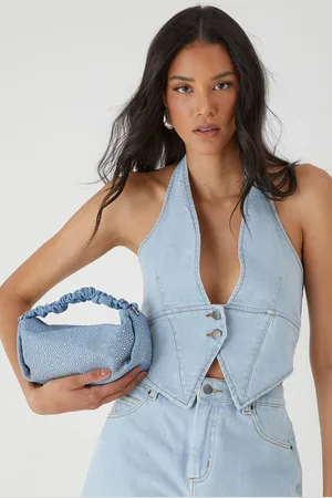 MissPap Womens Diamante Denim Grab Bag - - One Size