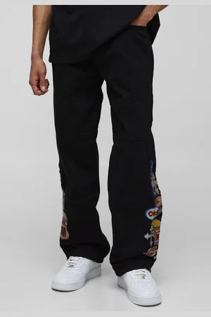Boohoo Relaxed Moto Badge Cross Applique Panelled Jeans - - 28R