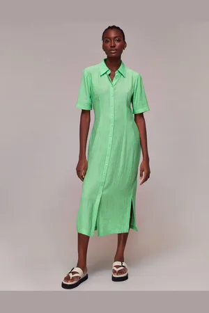 Whistles Womens Millie Plisse Shirt Midi Dress - - 8