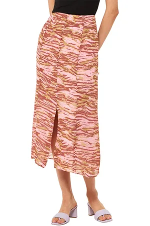 Whistles Womens Clouded Tiger Button Skirt Animal Print - - 16