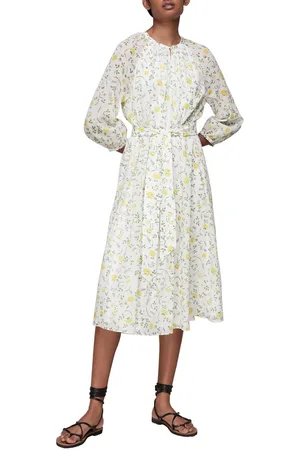 Whistles Womens Savannah Floral Silk Mix Dress Floral - - 14