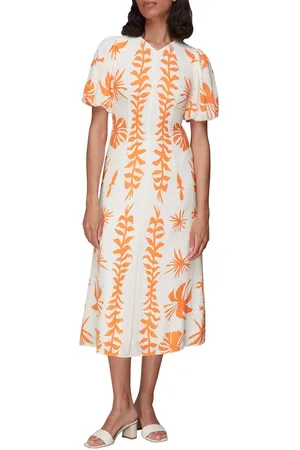 Whistles Womens Cora Big Leaf Print Silk Dress Printed - - 6