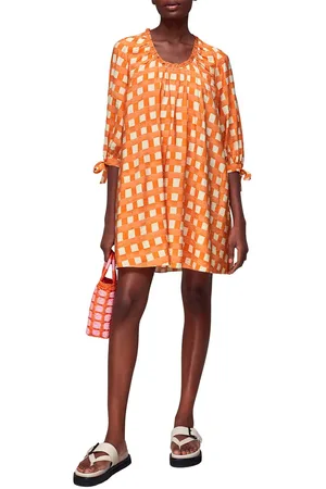 Whistles Womens Lydia Gathered Trapeze Dress Checked - - 12